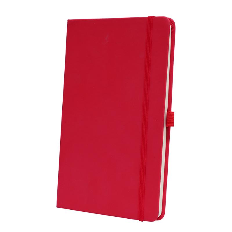 Red- Pu Leather Note Book With Elastic Band & Pen Holder